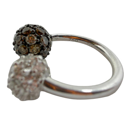 18K White Gold White and Brown Diamond Twin Ring