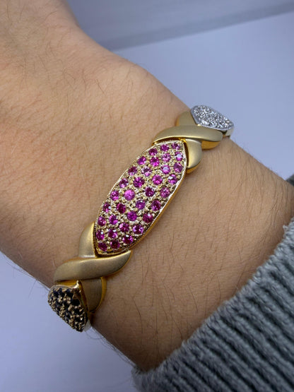 18K Yellow Gold Diamond and Multi Color Sapphire Bracelet