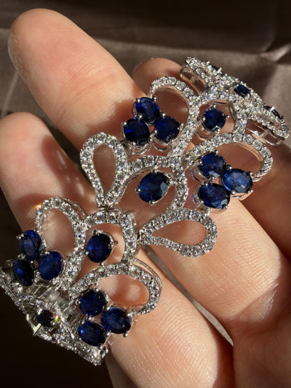 18K White Gold 22.21 Carat Sapphire and Diamond Bracelet - 7.5 inches