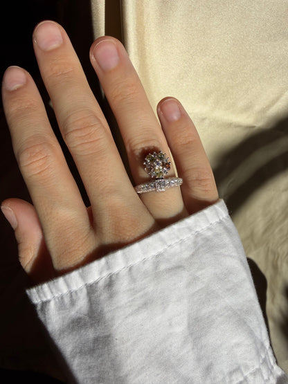 18k White Gold White and Brown Diamond Tiara Ring