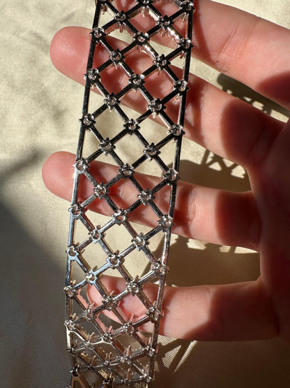 14K White Gold Diamond Lattice Bracelet - 7.25 inches