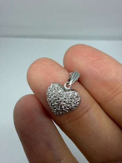 18K White Gold .58 Carat Diamond Heart Pendant Necklace