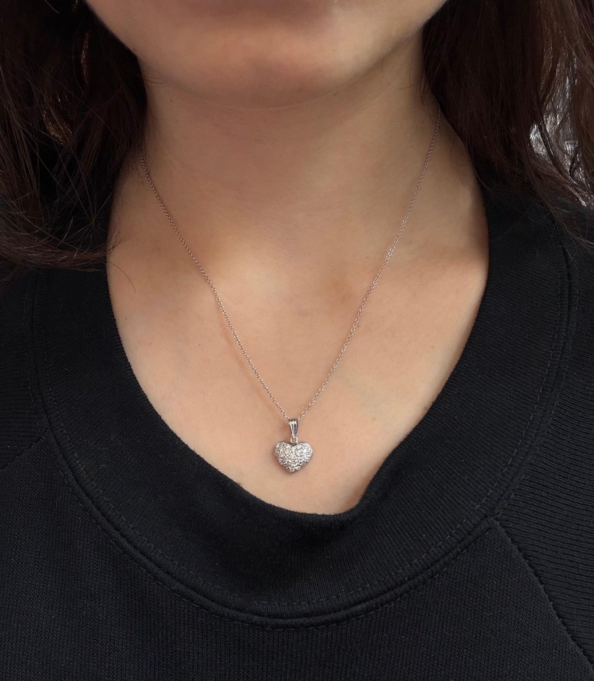 18K White Gold .58 Carat Diamond Heart Pendant Necklace