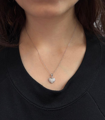 18K White Gold .58 Carat Diamond Heart Pendant Necklace
