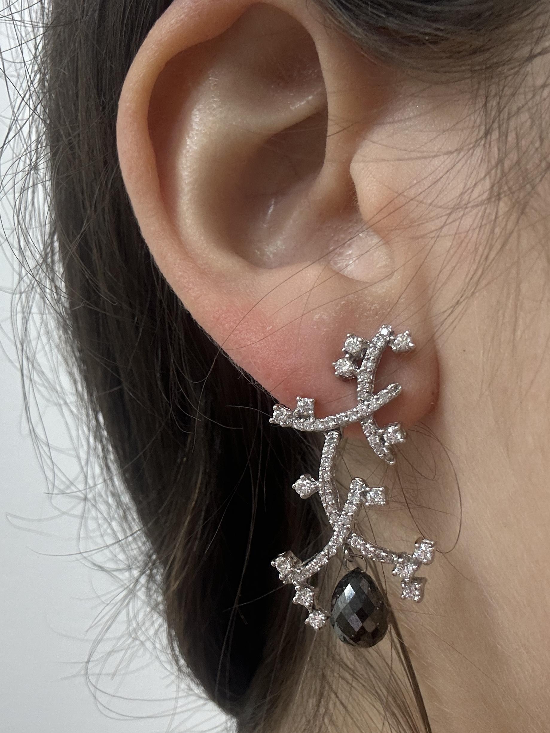 18k Black and White Diamond Earrings