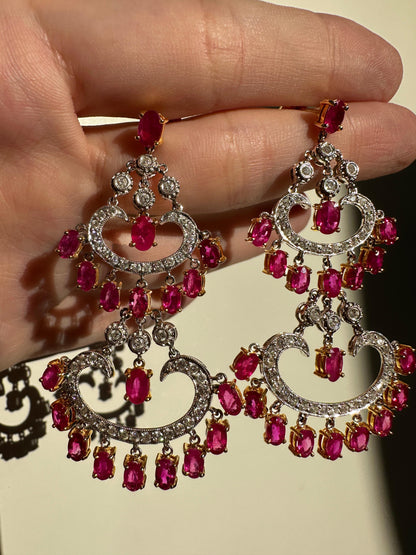 14k Diamond and Ruby Earrings