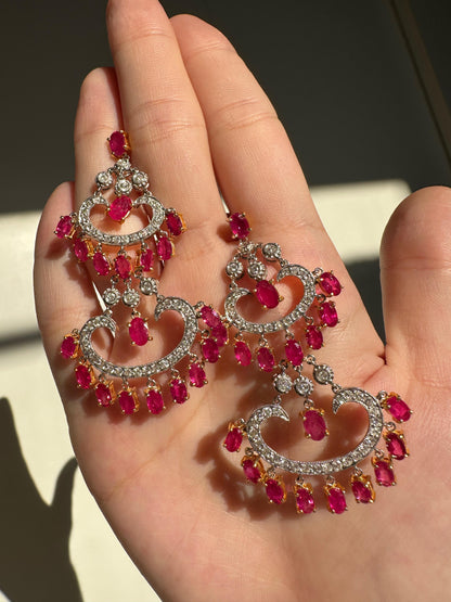 14k Diamond and Ruby Earrings