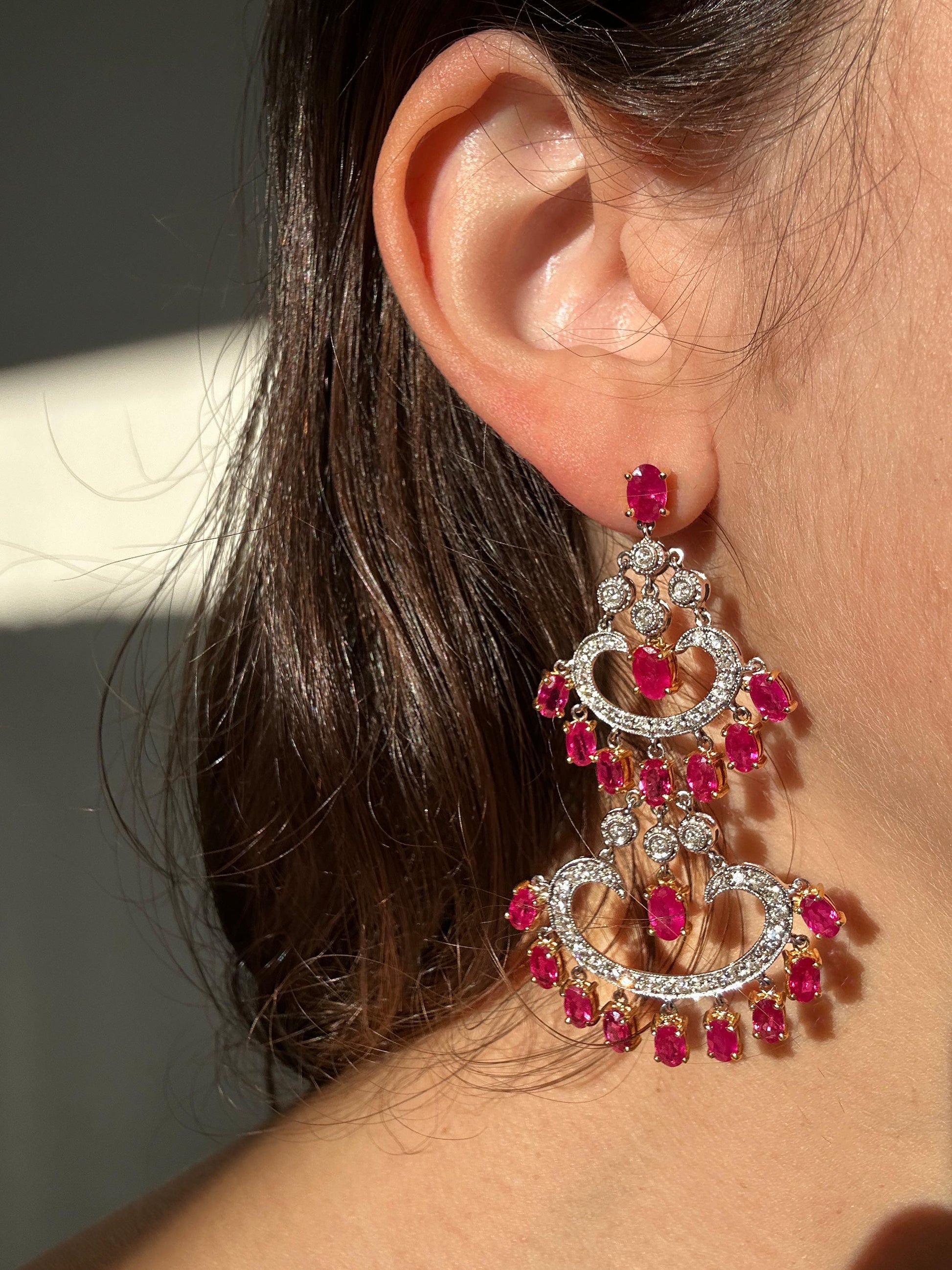 14k Diamond and Ruby Earrings