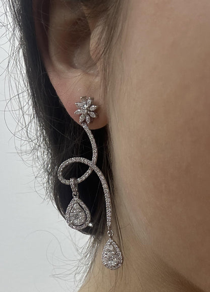 18k Marquise and Pear Cut Diamond Earrings