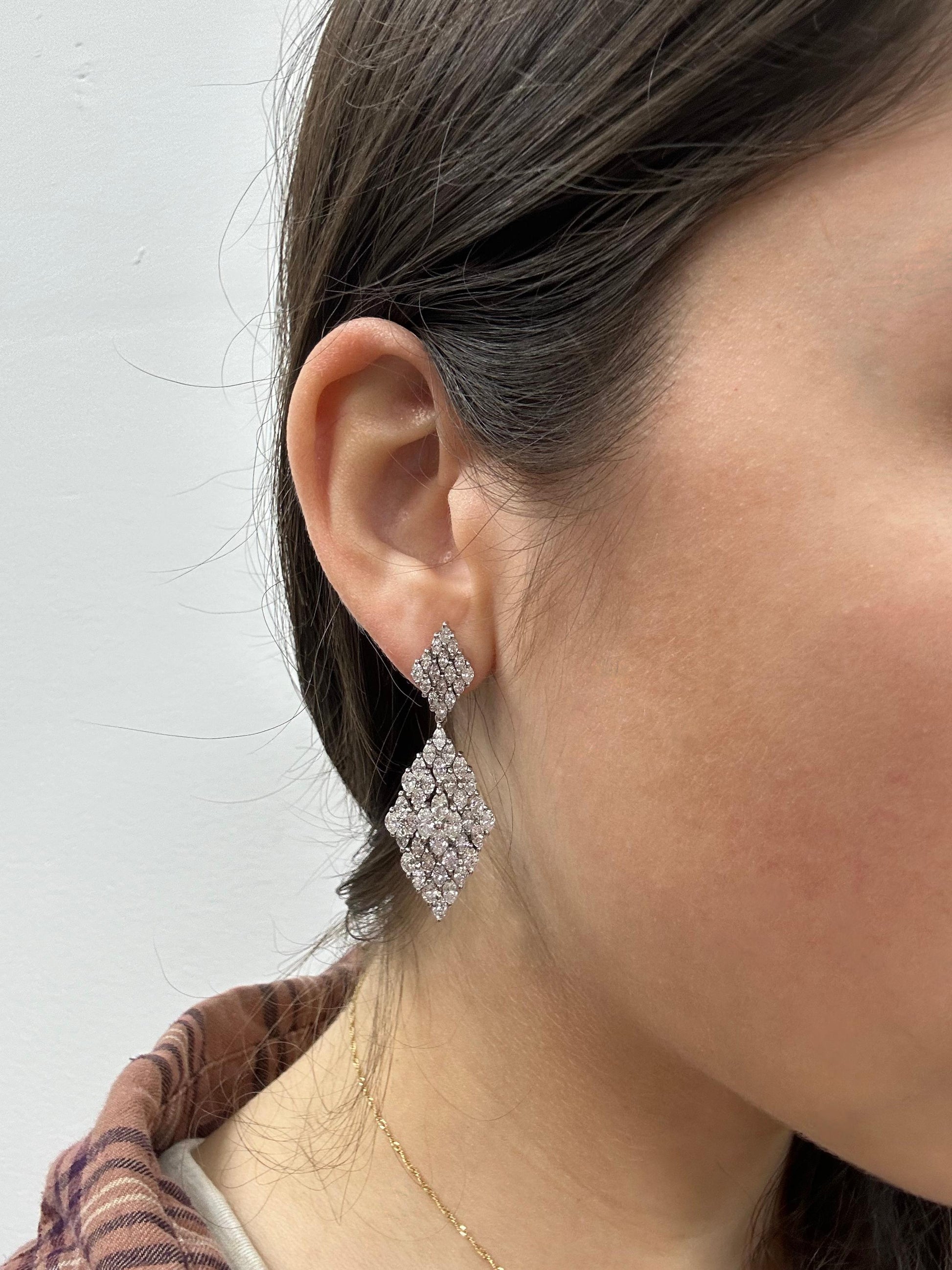 18K White Gold Marquise Cut Diamond Earrings