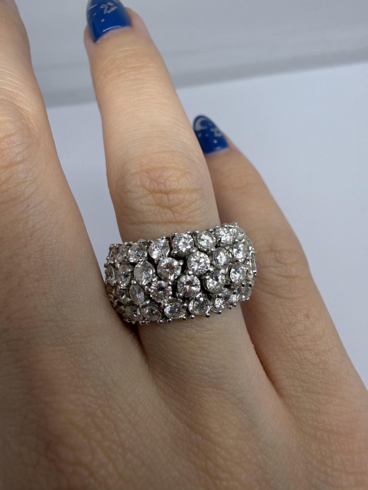 18K White Gold Estate 9.00 Carat Diamond Flexible Eternity Band - Size 6.5
