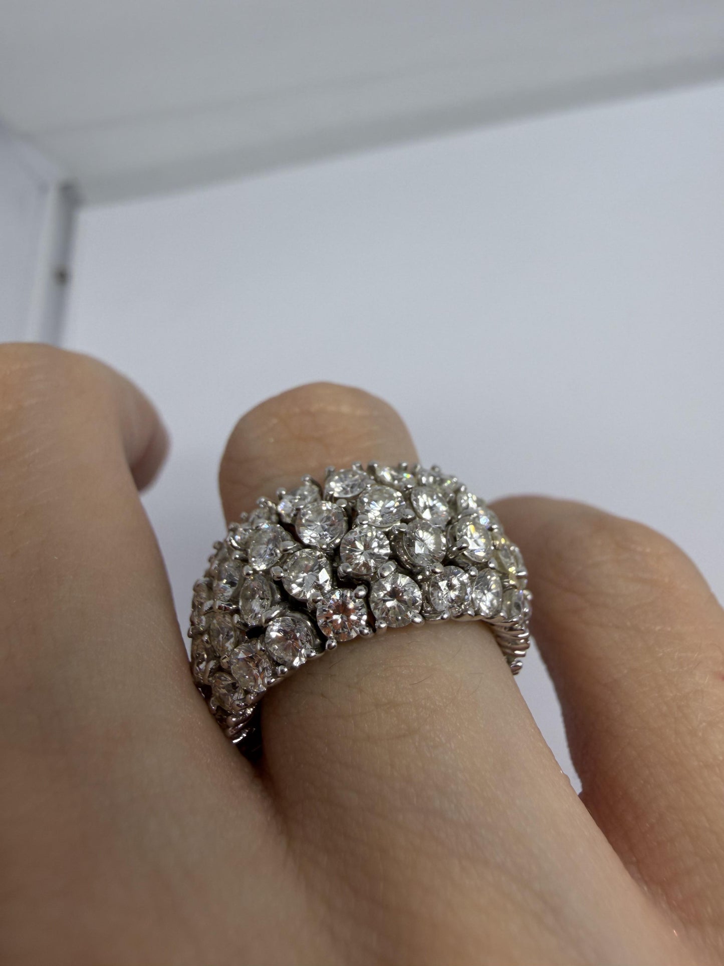 18K White Gold Estate 9.00 Carat Diamond Flexible Eternity Band - Size 6.5