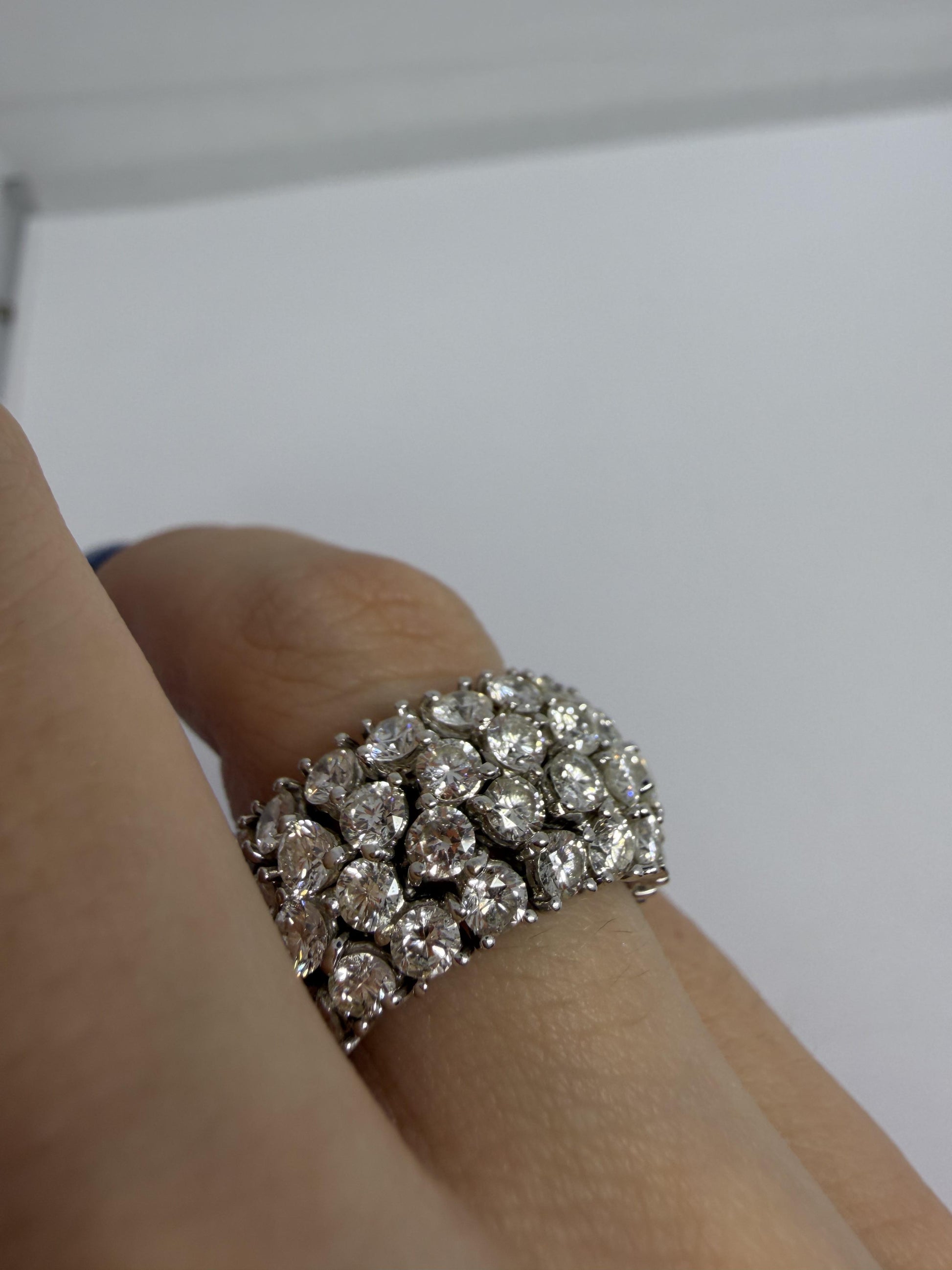 18K White Gold Estate 9.00 Carat Diamond Flexible Eternity Band - Size 6.5