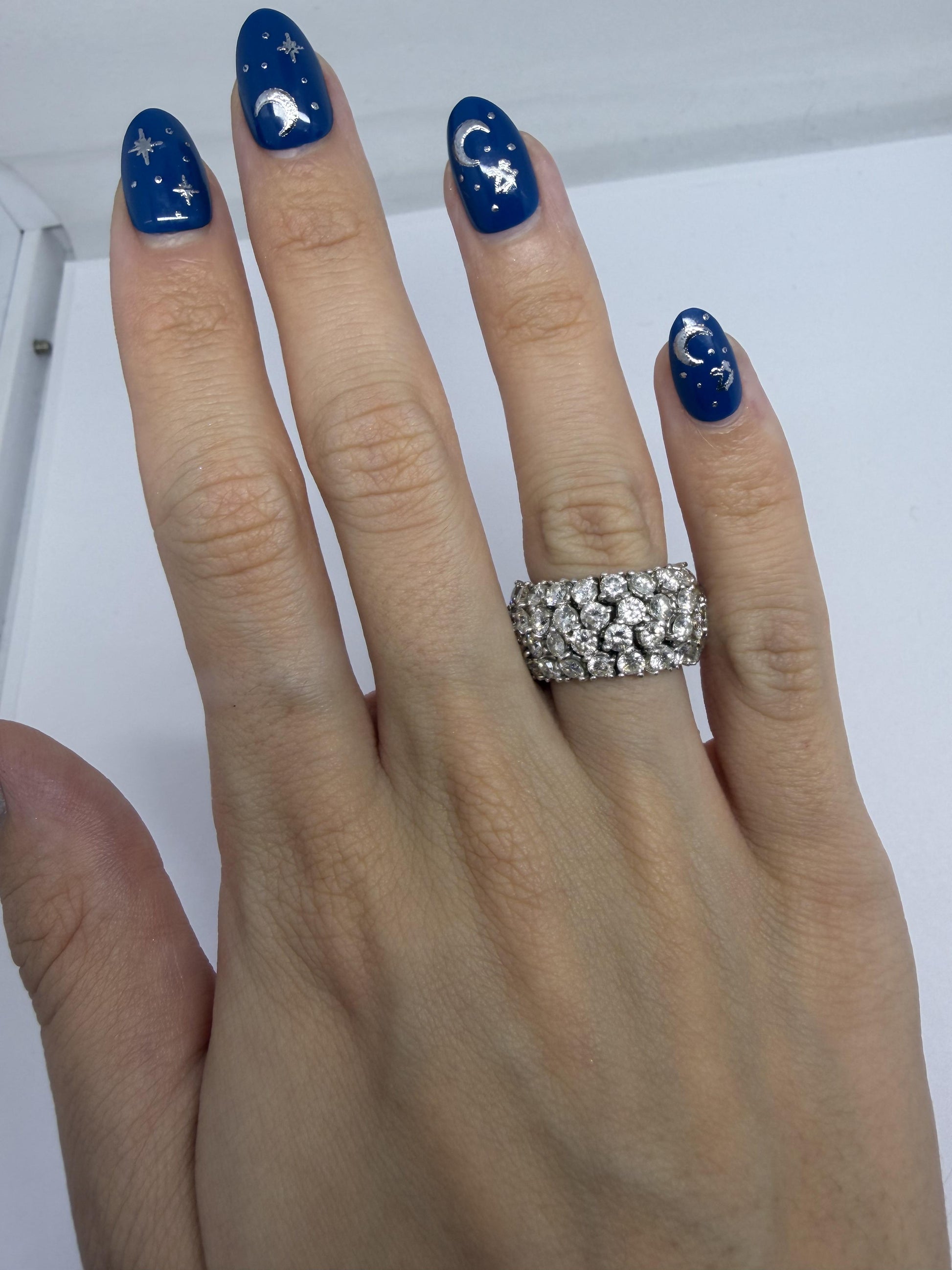 18K White Gold Estate 9.00 Carat Diamond Flexible Eternity Band - Size 6.5