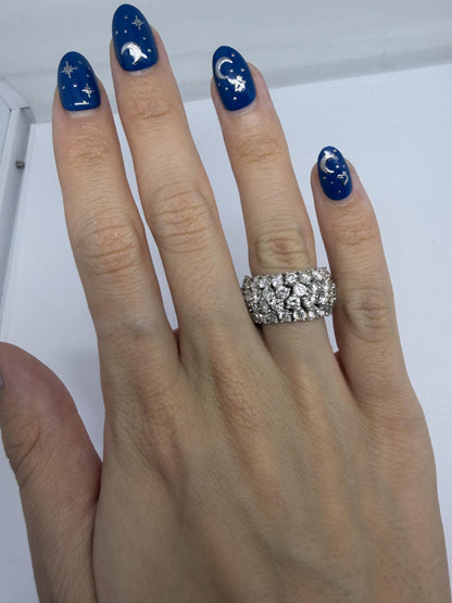 18K White Gold Estate 9.00 Carat Diamond Flexible Eternity Band - Size 6.5