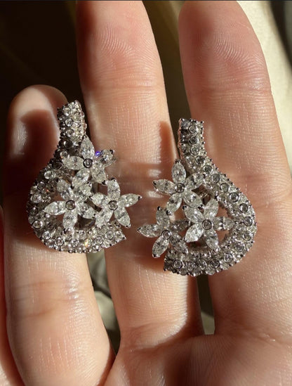 18K White Gold 5.52 Carat Marquise Cut Diamond Earrings
