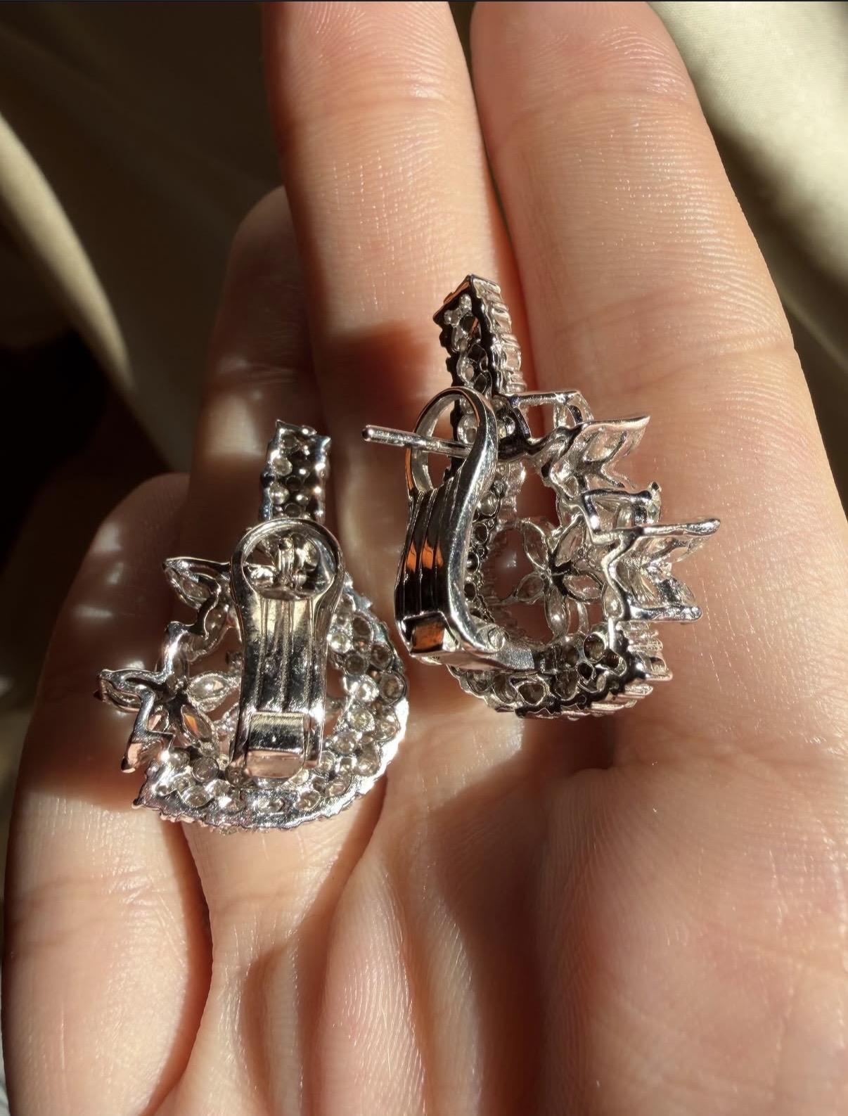 18K White Gold 5.52 Carat Marquise Cut Diamond Earrings