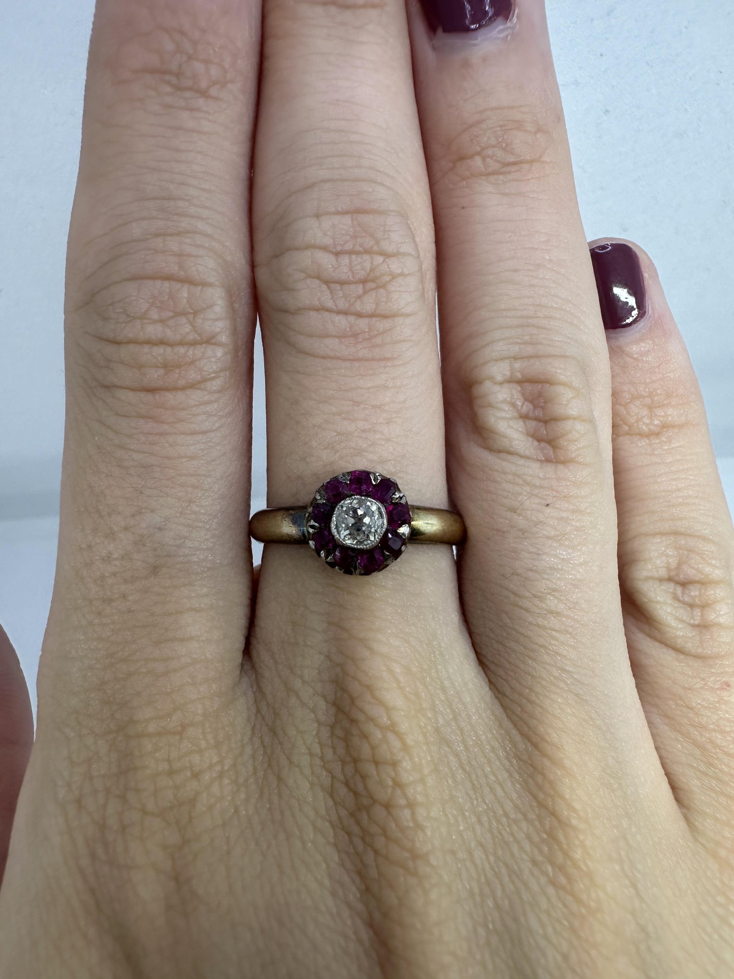 12k Victorian Diamond and Ruby Ring