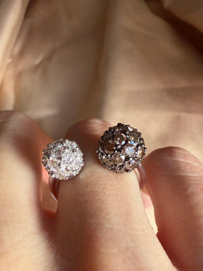 18K White Gold White and Brown Diamond Twin Ring