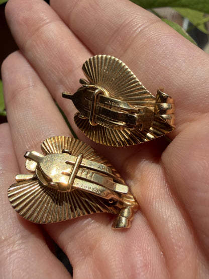 Vintage 1960's 14K Yellow Gold Ear Clips
