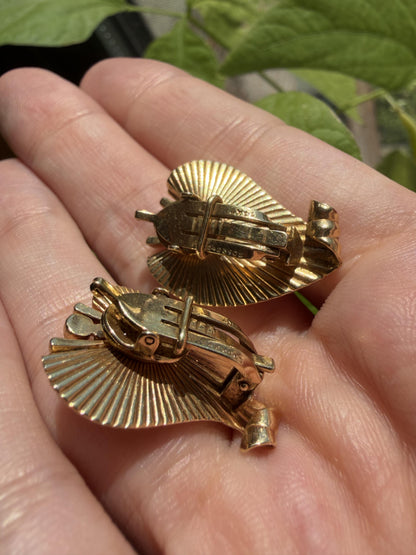 Vintage 1960's 14K Yellow Gold Ear Clips