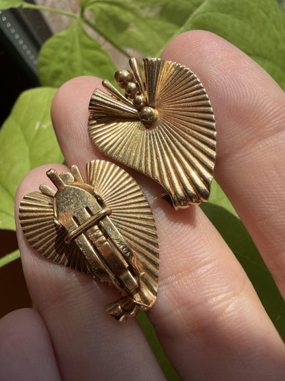 Vintage 1960's 14K Yellow Gold Ear Clips