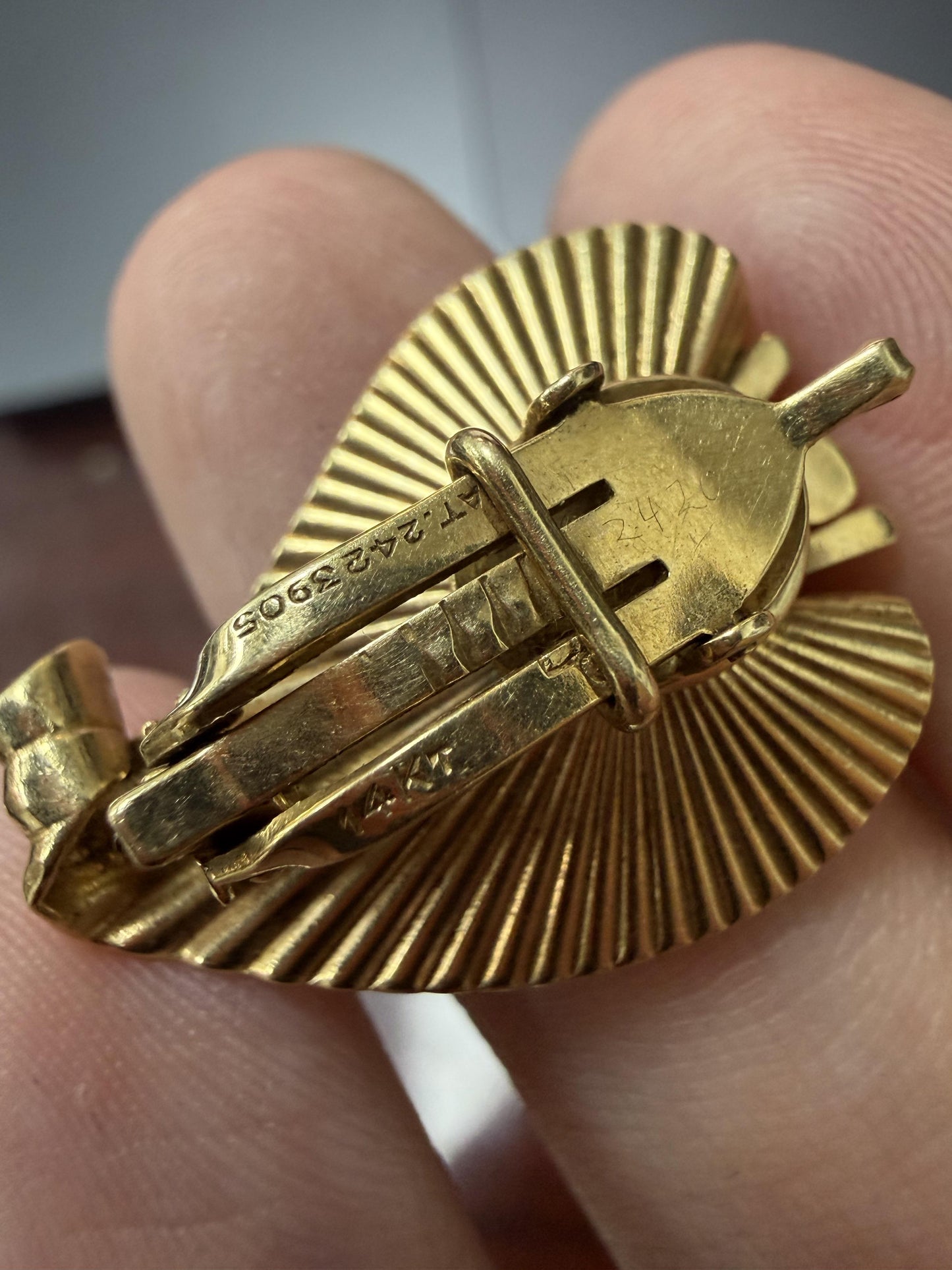 Vintage 1960's 14K Yellow Gold Ear Clips