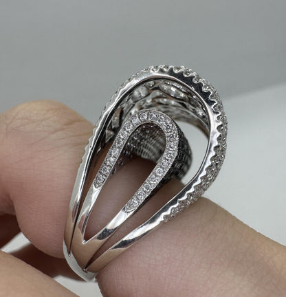 18K White Gold Black and White Diamond Cocktail Ring