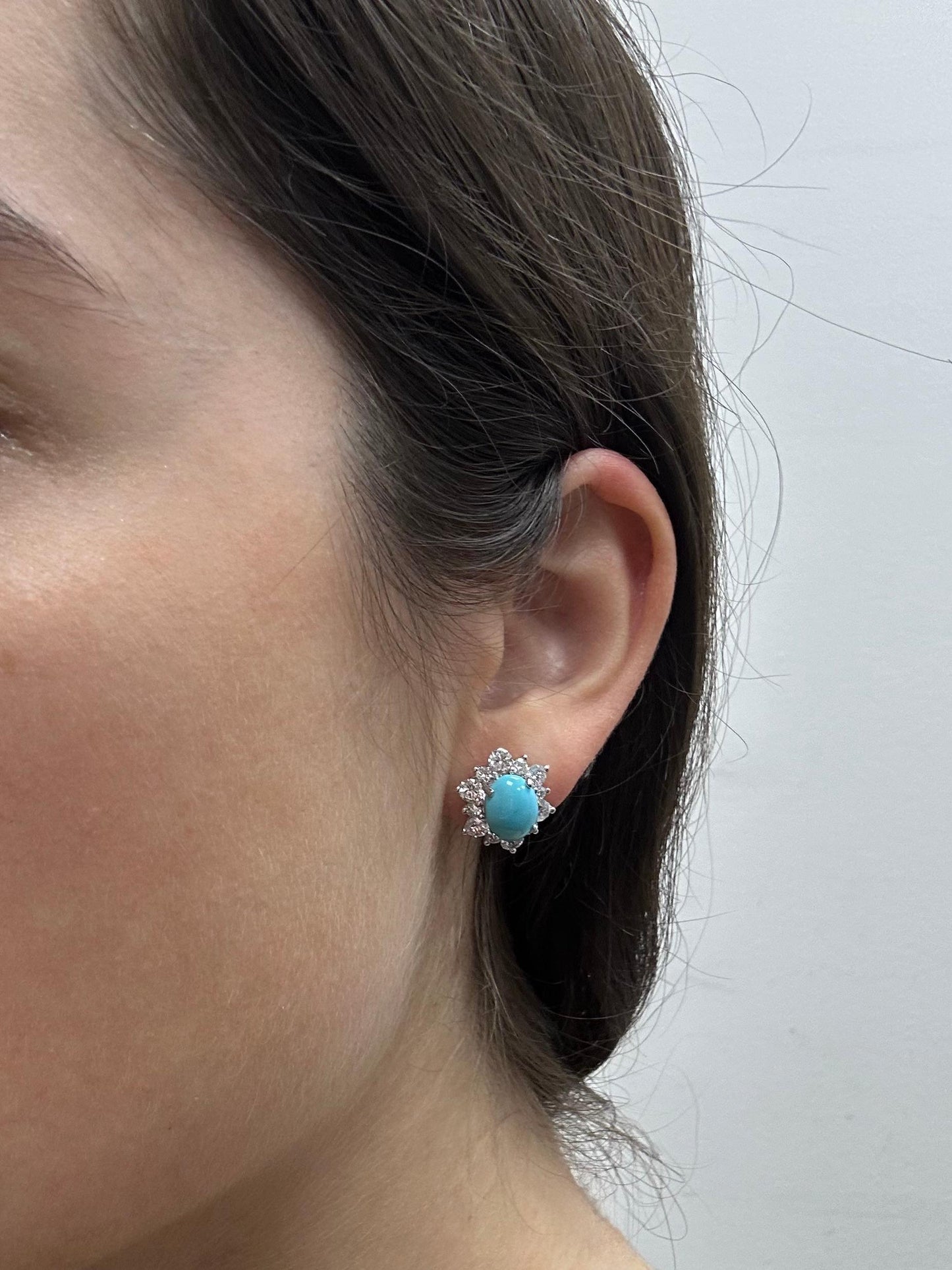 Platinum Turquoise and Diamond Earrings