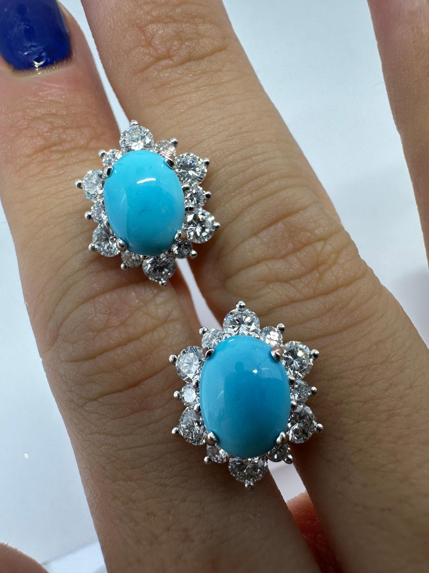 Platinum Turquoise and Diamond Earrings