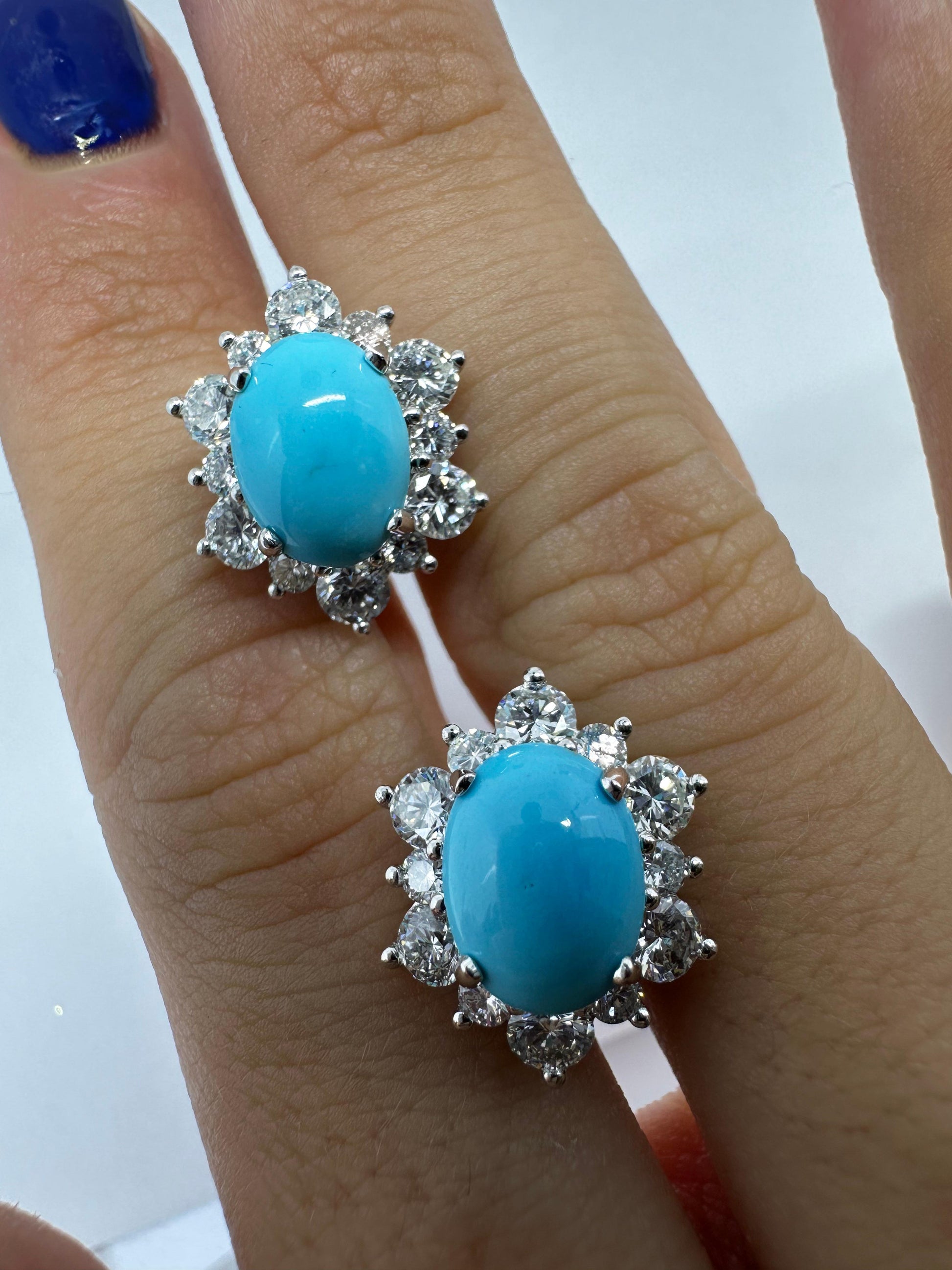 Platinum Turquoise and Diamond Earrings