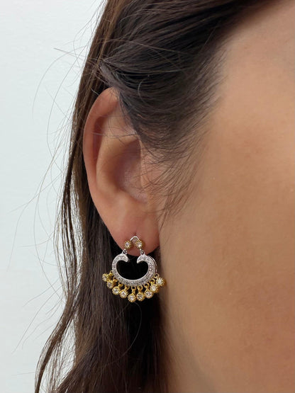 18K Two Tone 1.02 Carat Diamond Chandelier Drop Earrings