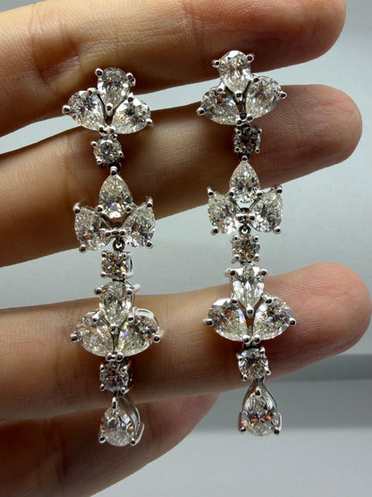 Platinum 11.86 Carat Pear Cut Diamond Drop Earrings