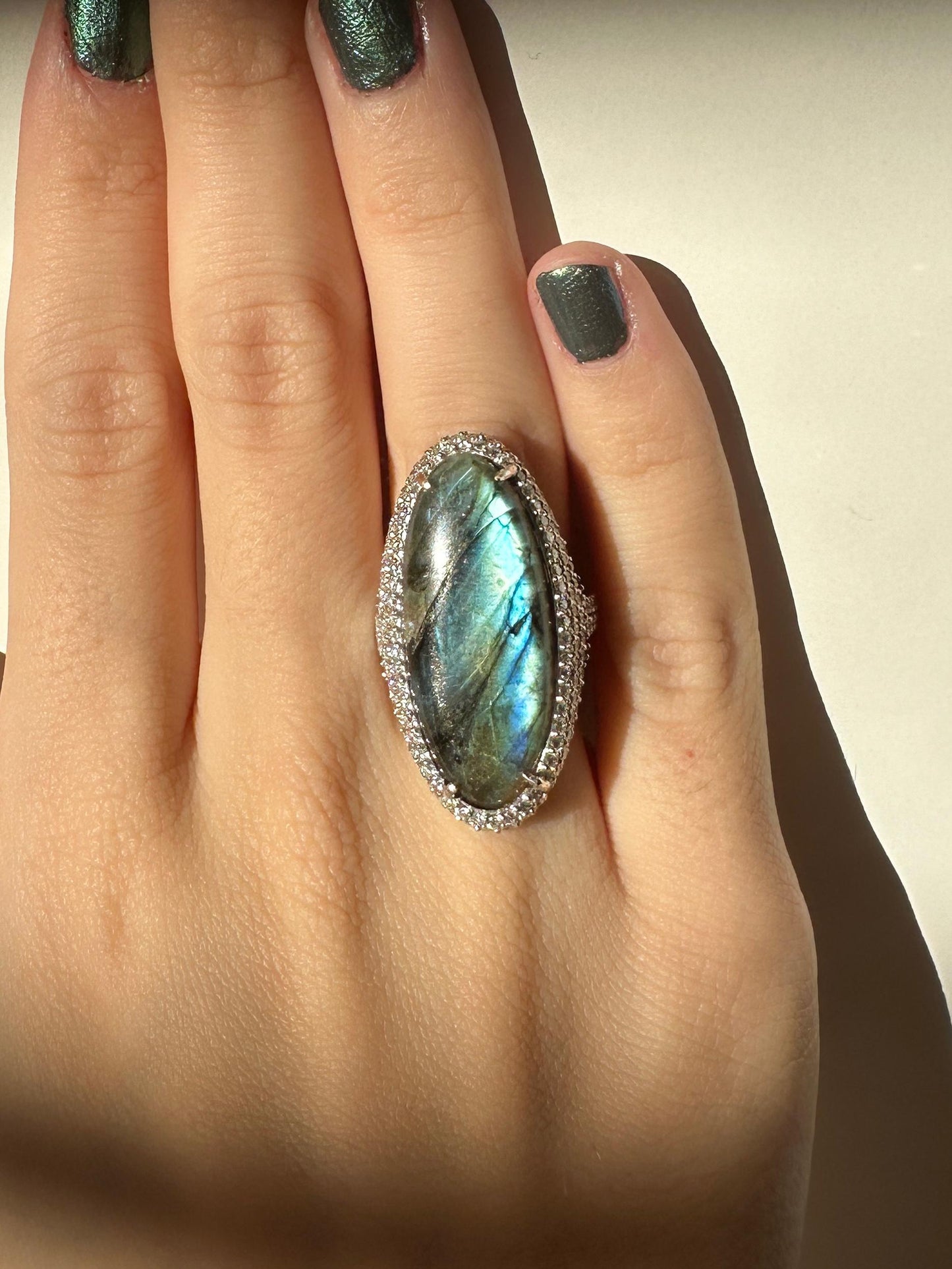 18k Diamond and Labradorite Cocktail Ring