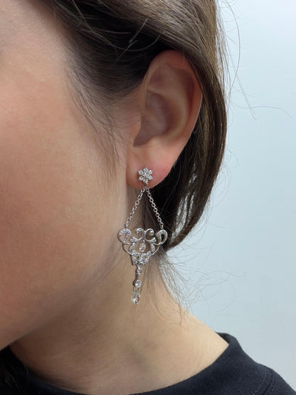18K White Gold Briolette Diamond Chandelier Drop Earrings