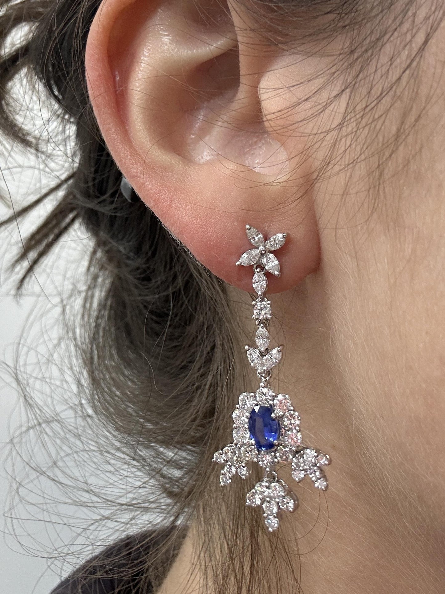 18k Diamond and Sapphire Earrings