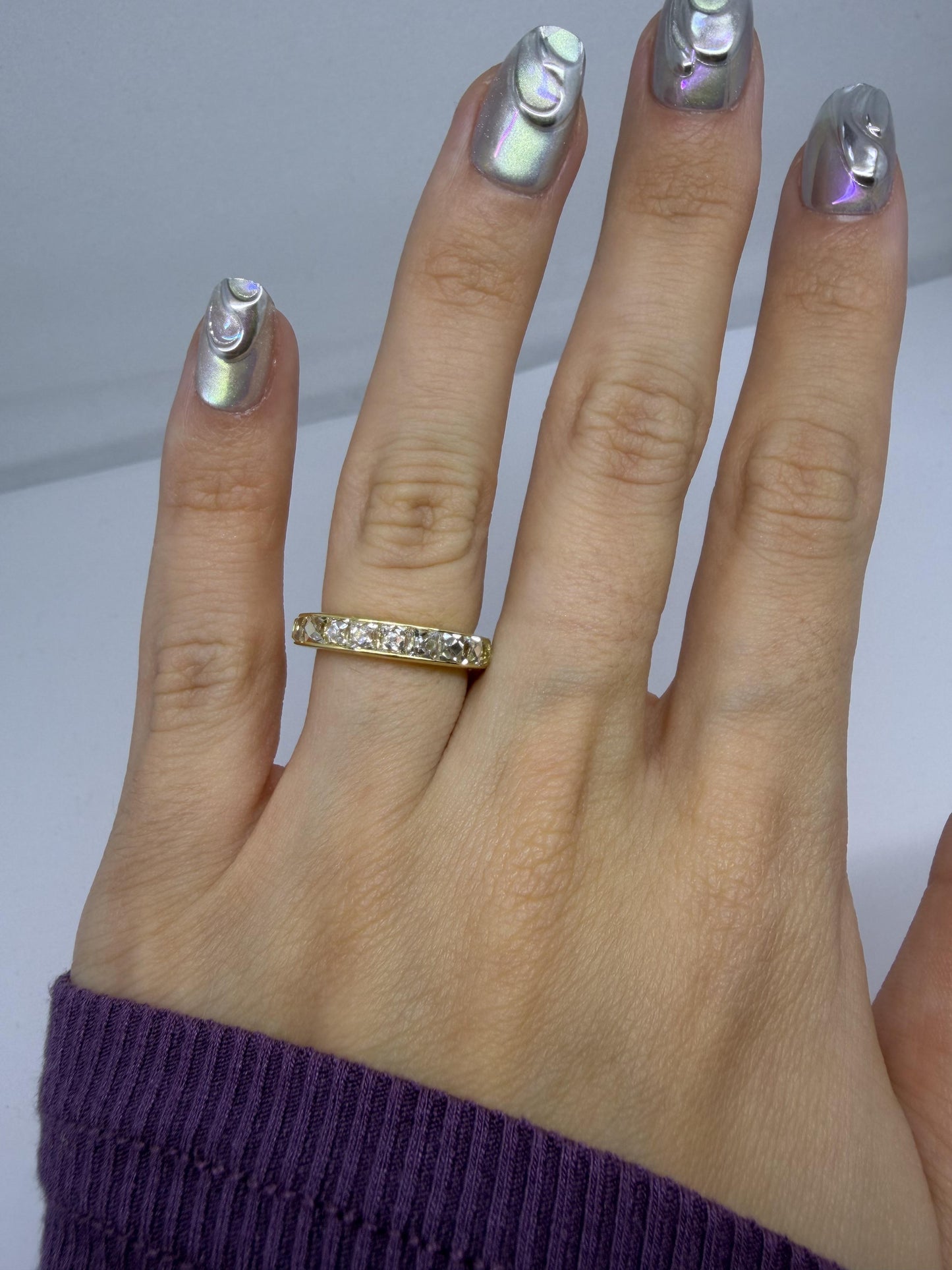 18K Yellow Gold 2.00 Carat Repurposed French Cut Diamond Band - Size 5