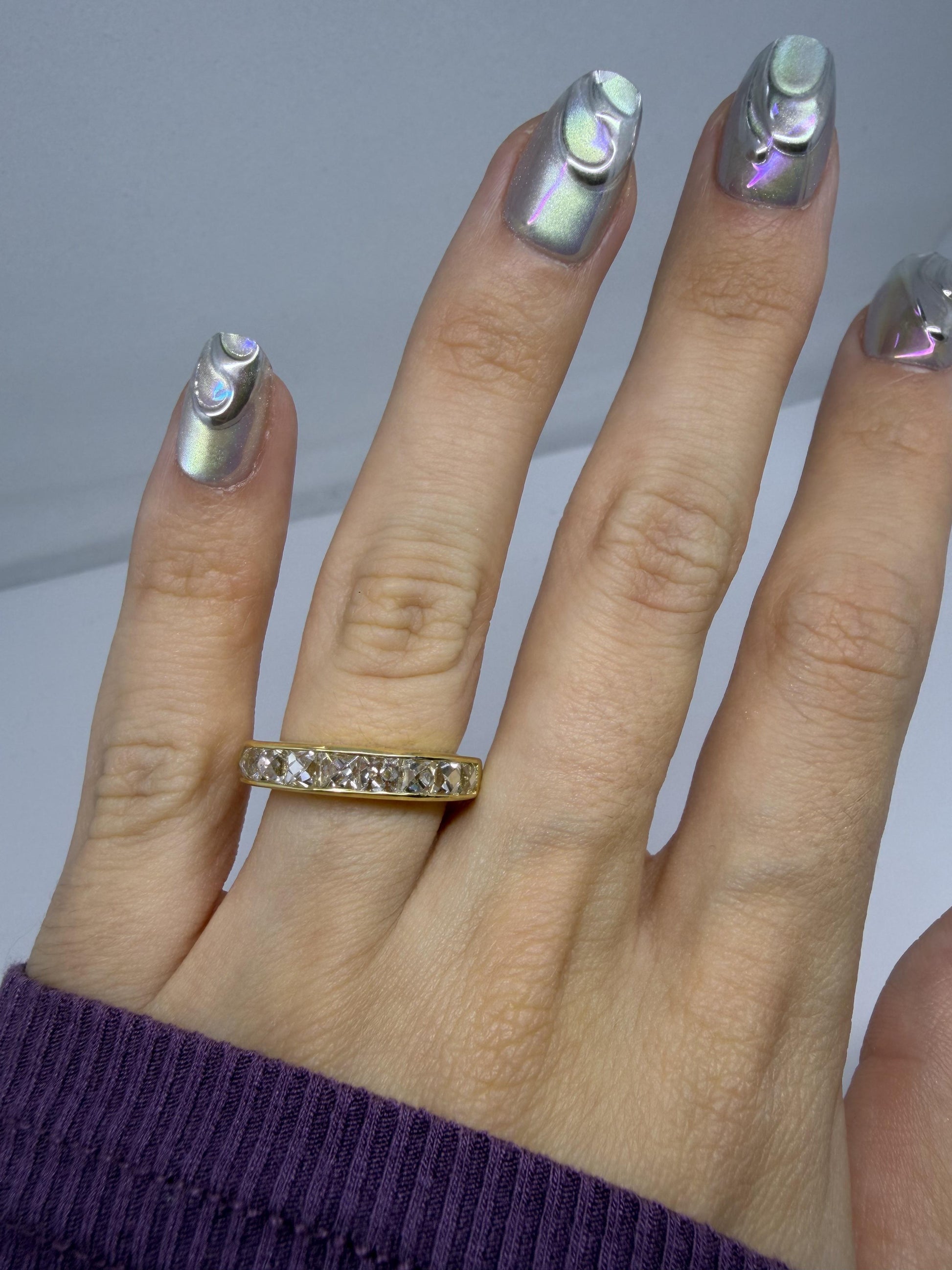 18K Yellow Gold 2.41 Carat Repurposed French Cut Diamond Band - Size 5