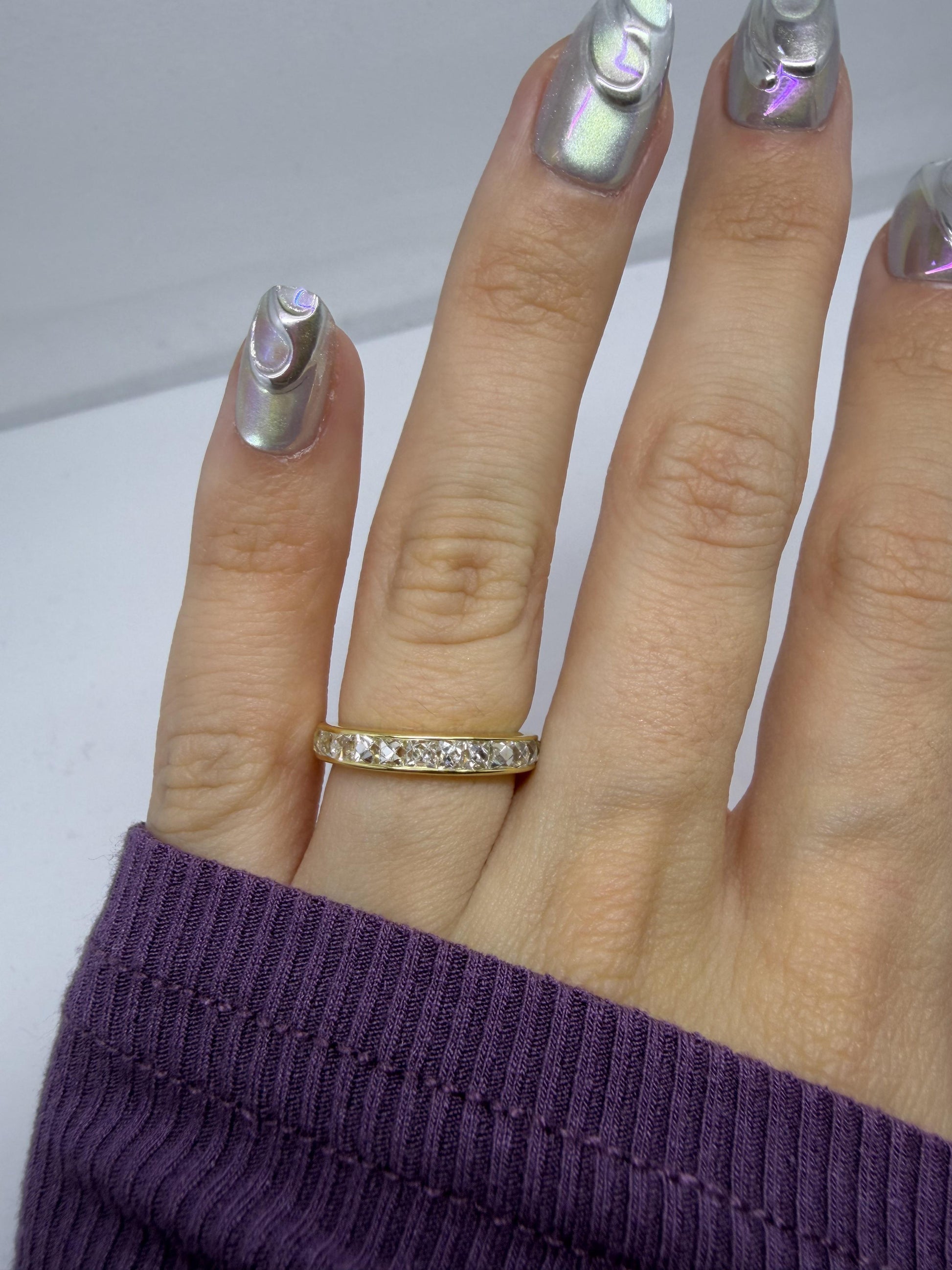 18K Yellow Gold 1.18 Carat Repurposed French Cut Diamond Band - Size 5