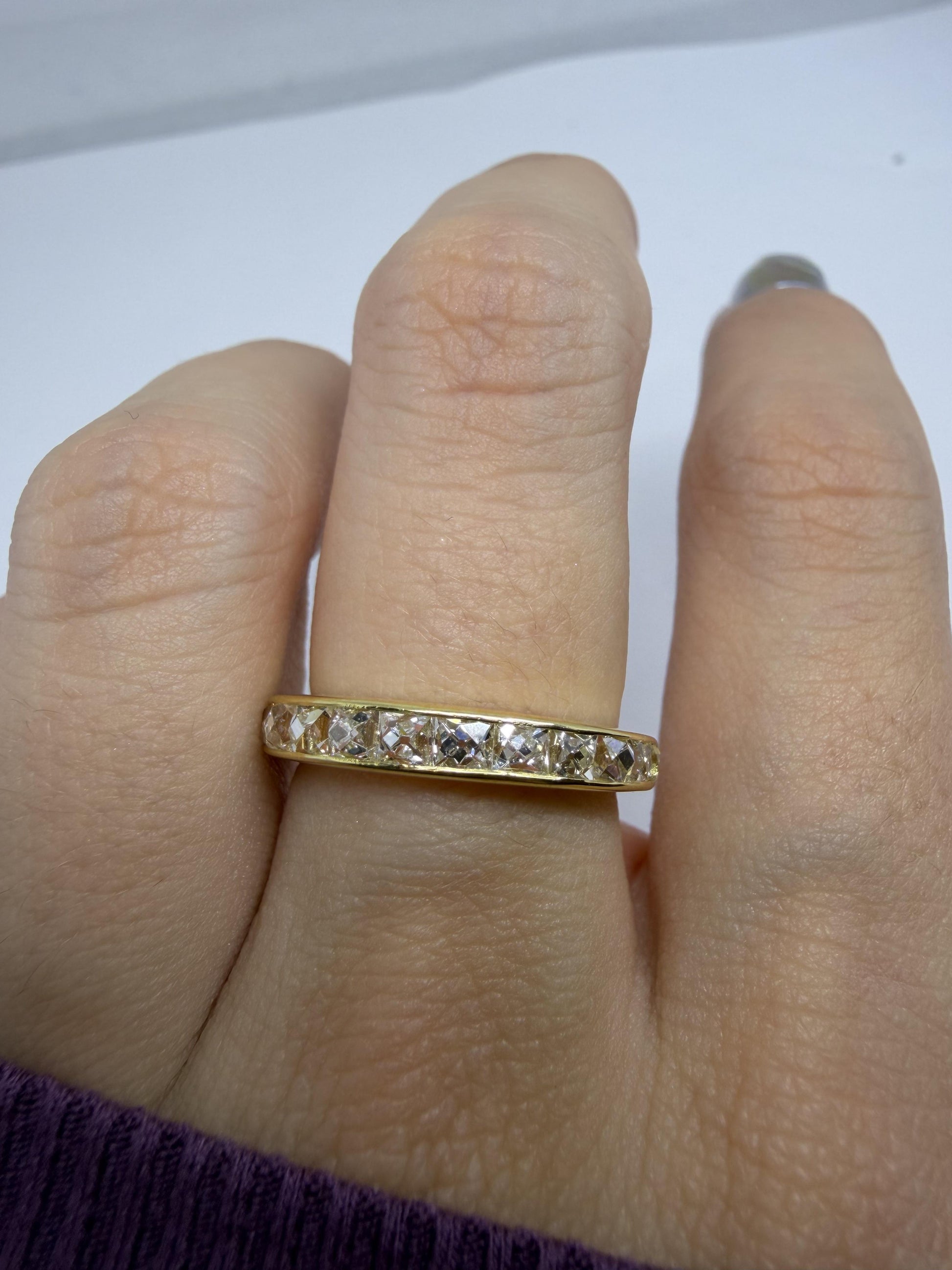 18K Yellow Gold 1.57 Carat Repurposed French Cut Diamond Band - Size 7