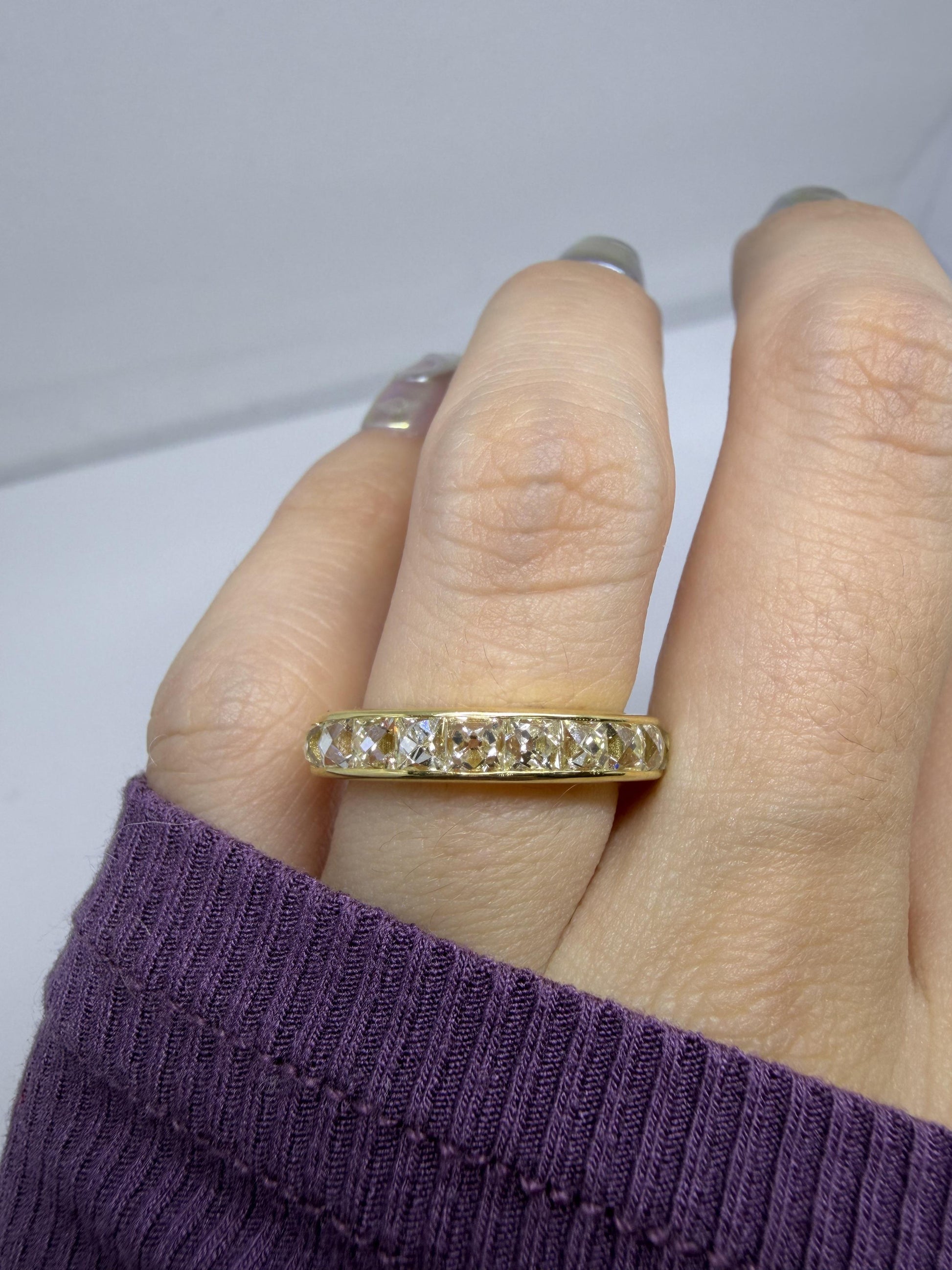 18K Yellow Gold 2.09 Carat Repurposed French Cut Diamond Band - Size 6
