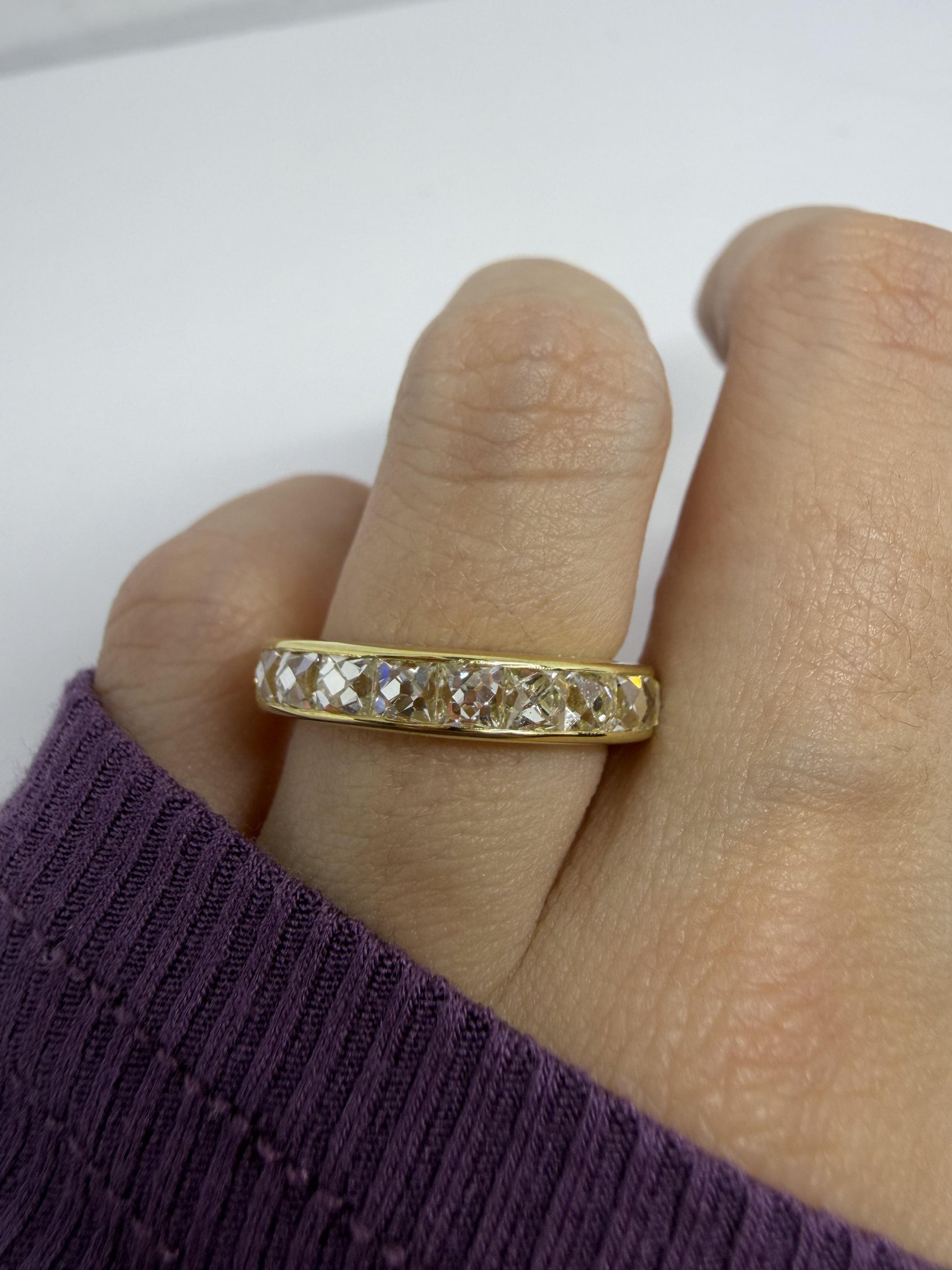 18K Yellow Gold 2.06 Carat Repurposed French Cut Diamond Band - Size 6