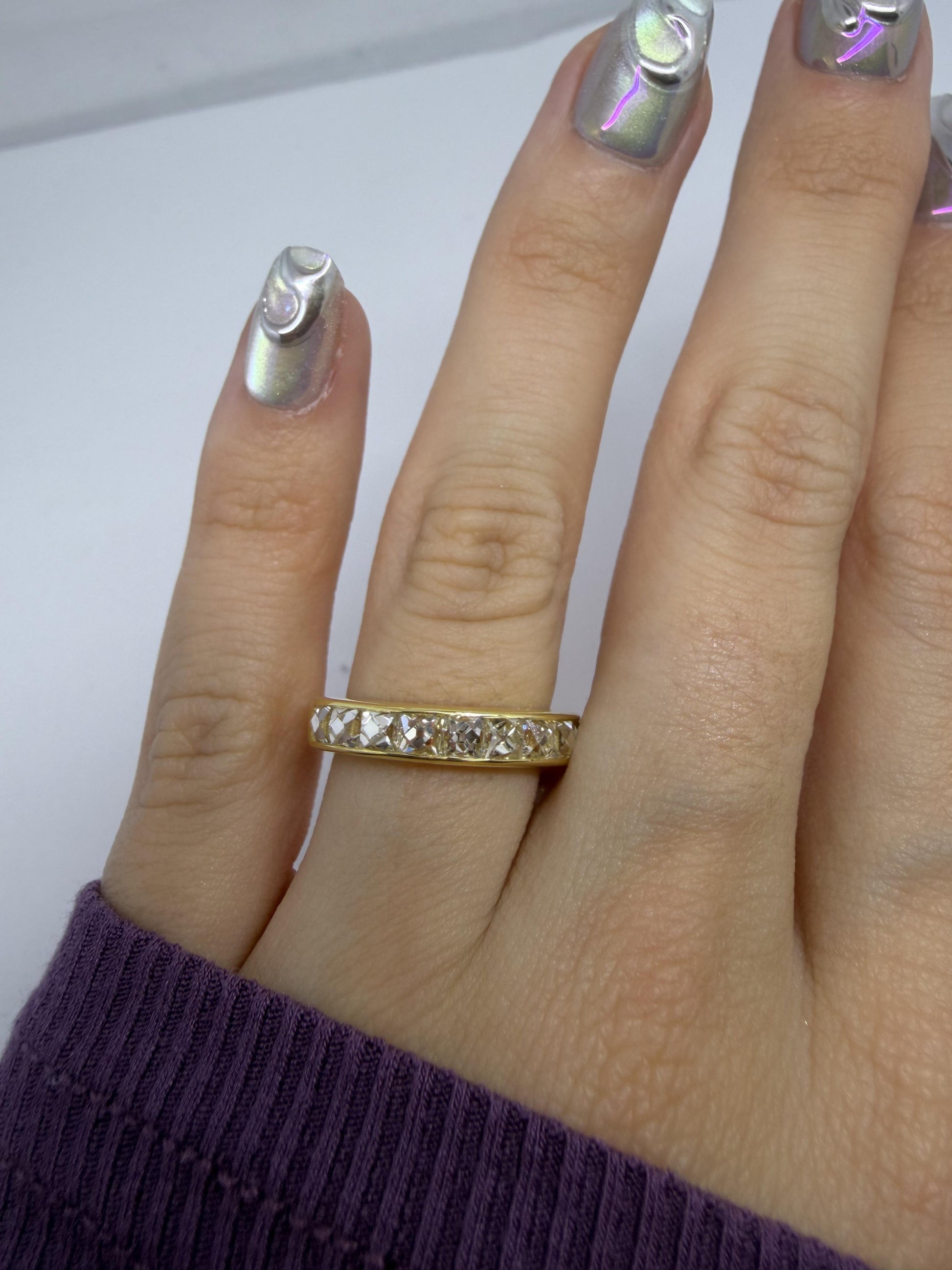 18K Yellow Gold 2.06 Carat Repurposed French Cut Diamond Band - Size 6