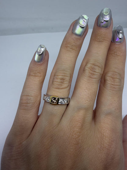 18K Two Tone White and Brown Diamond Band