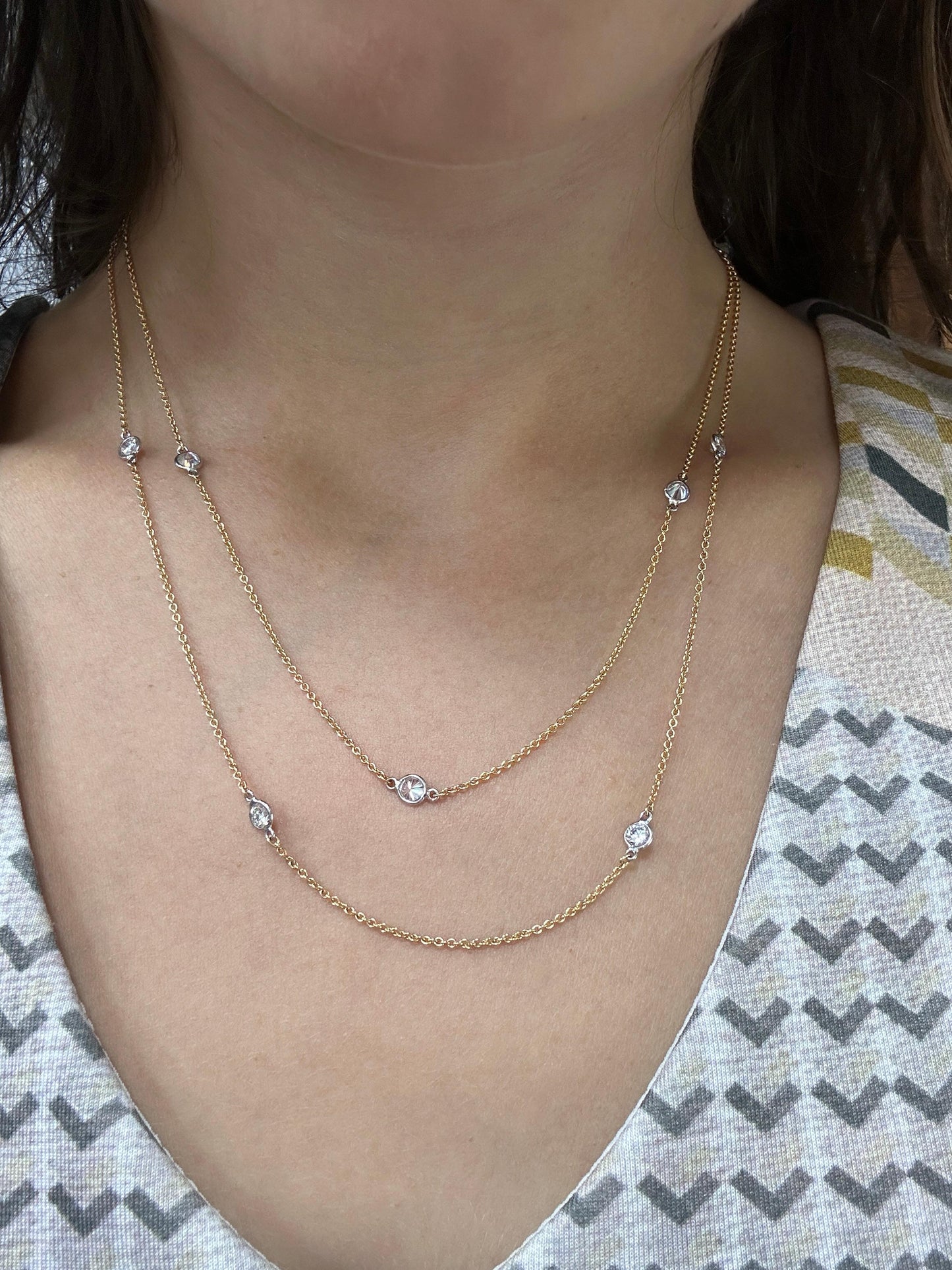 14k Diamond by the Yard Long Chain