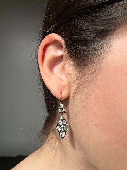 Late Georgian Gold and Silver Top Rose Cut Diamond Earrings
