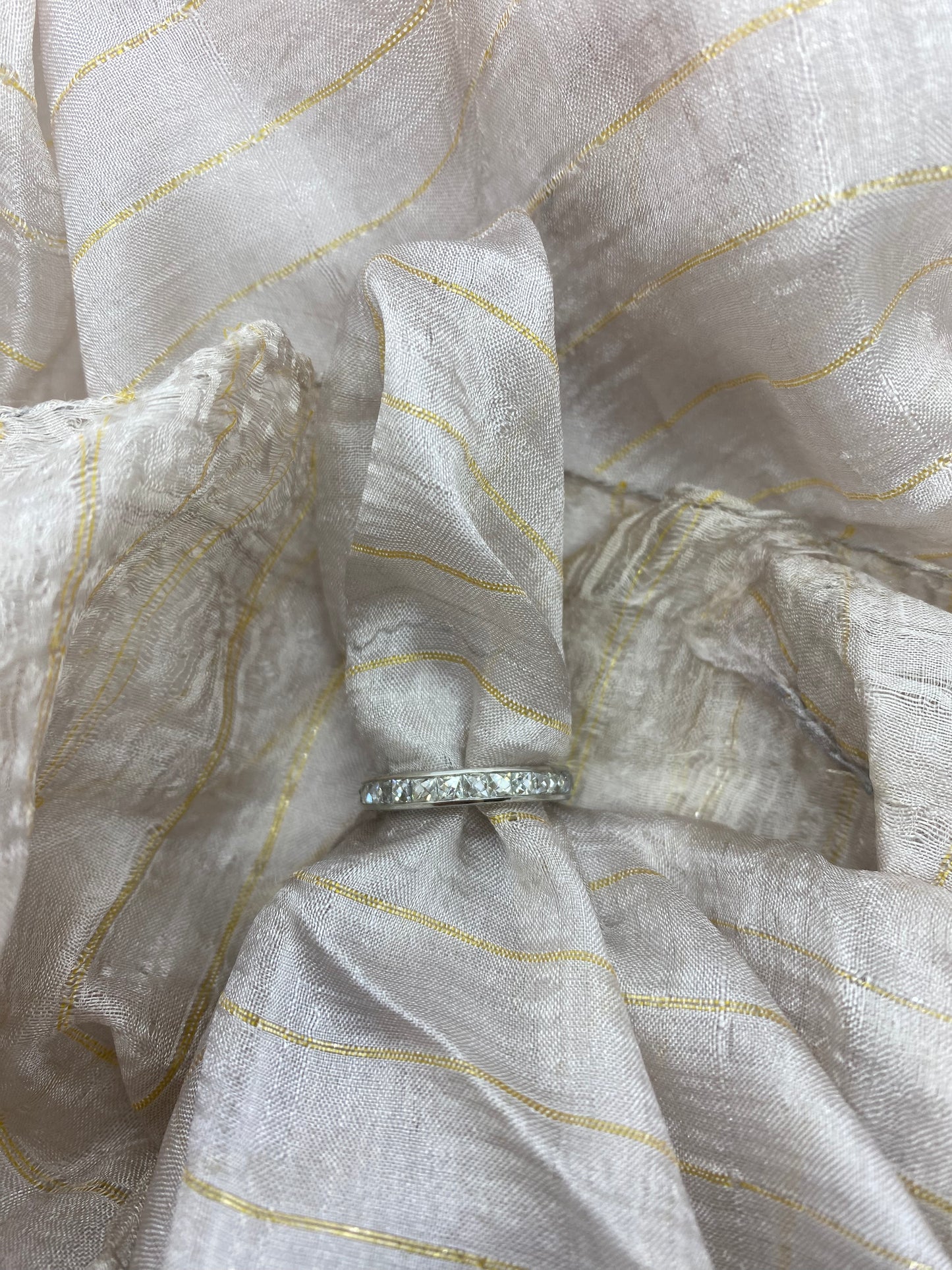 3.00 ct. Hand Engraved Platinum Reclaimed French Cut Diamond Ring