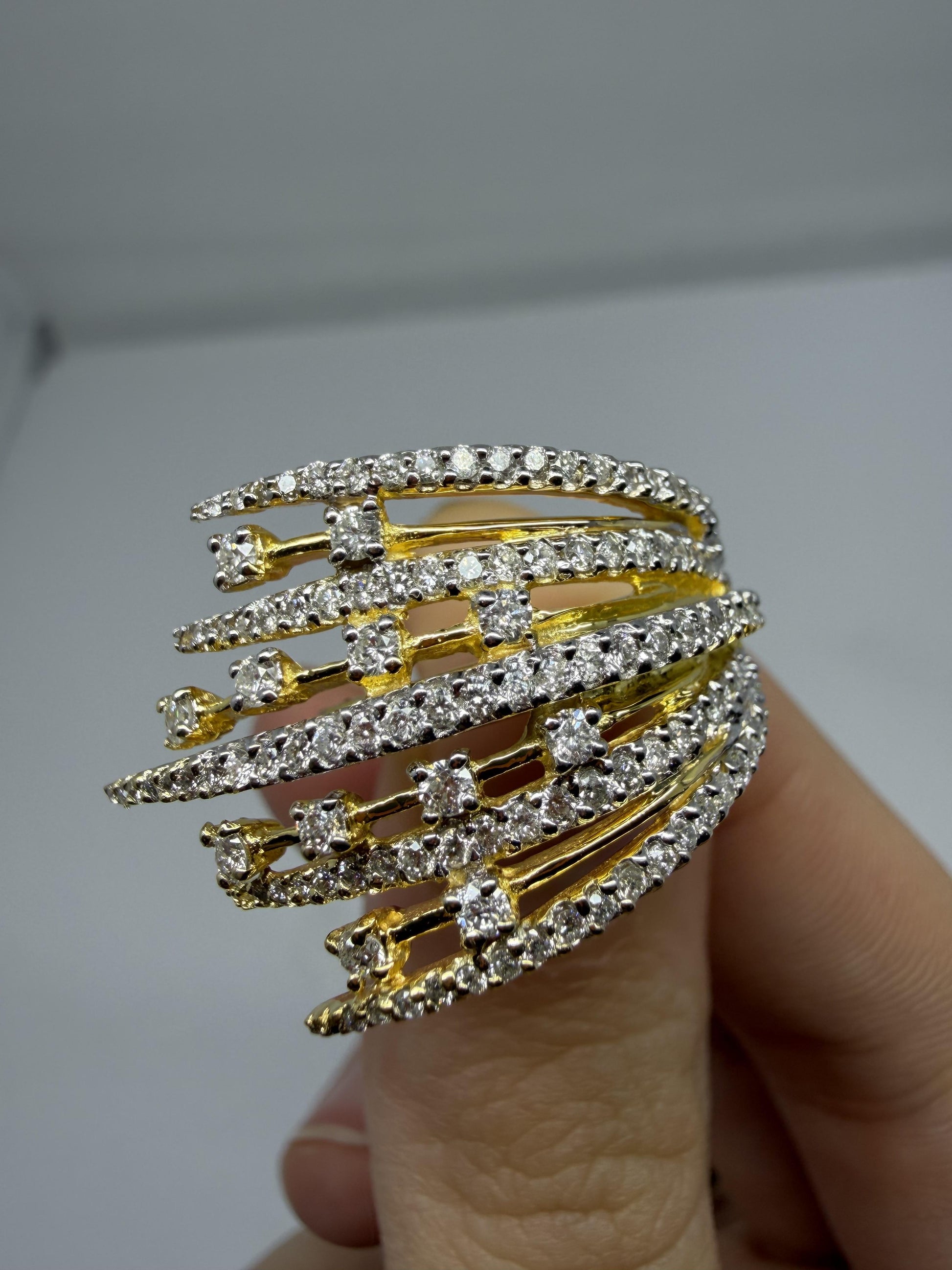 18K Yellow Gold 1.10 Carat Diamond Cocktail Ring - Size 6.50