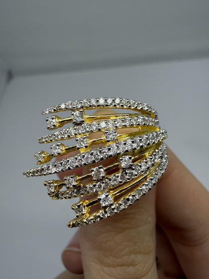 18K Yellow Gold 1.10 Carat Diamond Cocktail Ring - Size 6.50
