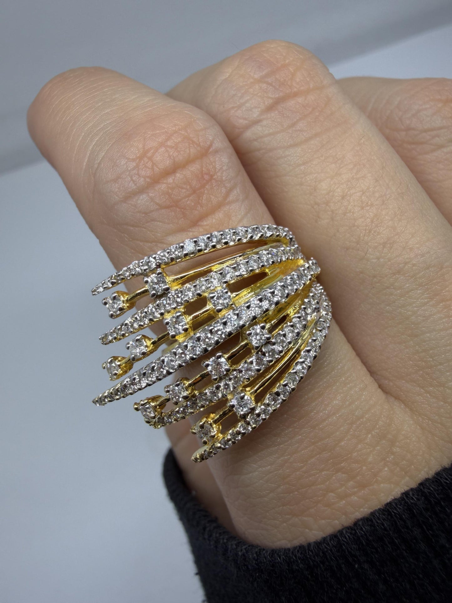 18K Yellow Gold 1.10 Carat Diamond Cocktail Ring - Size 6.50